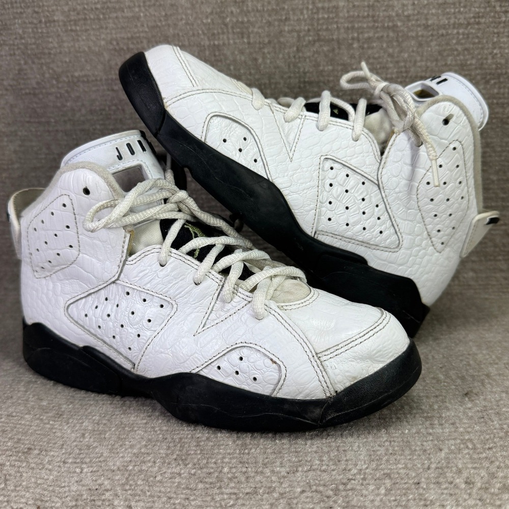 Jordan 6 Rings Kids 3Y White Black Green Basketball Shoes Sneakers 323419-110